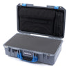 Pelican 1525 Air Case, Silver with Blue Handle & Latches Pick & Pluck Foam with Laptop Computer Pouch ColorCase 015250-0201-180-120