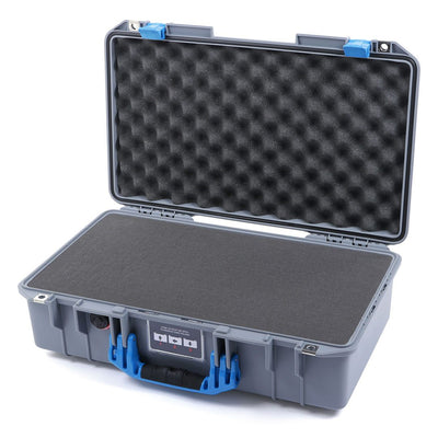 Pelican 1525 Air Case, Silver with Blue Handle & Latches Pick & Pluck Foam with Convolute Lid Foam ColorCase 015250-0001-180-120