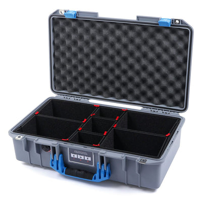 Pelican 1525 Air Case, Silver with Blue Handle & Latches TrekPak Divider System with Convolute Lid Foam ColorCase 015250-0020-180-120