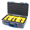 Pelican 1525 Air Case, Silver with Blue Handle & Latches Yellow Padded Microfiber Dividers with Convolute Lid Foam ColorCase 015250-0010-180-120