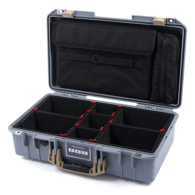Pelican 1525 Air Case, Silver with Desert Tan Handle & Latches TrekPak Divider Sytem with Laptop Computer Pouch ColorCase 015250-0220-180-310