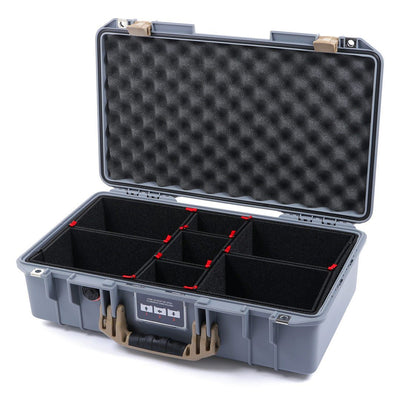 Pelican 1525 Air Case, Silver with Desert Tan Handle & Latches TrekPak Divider System with Convolute Lid Foam ColorCase 015250-0020-180-310