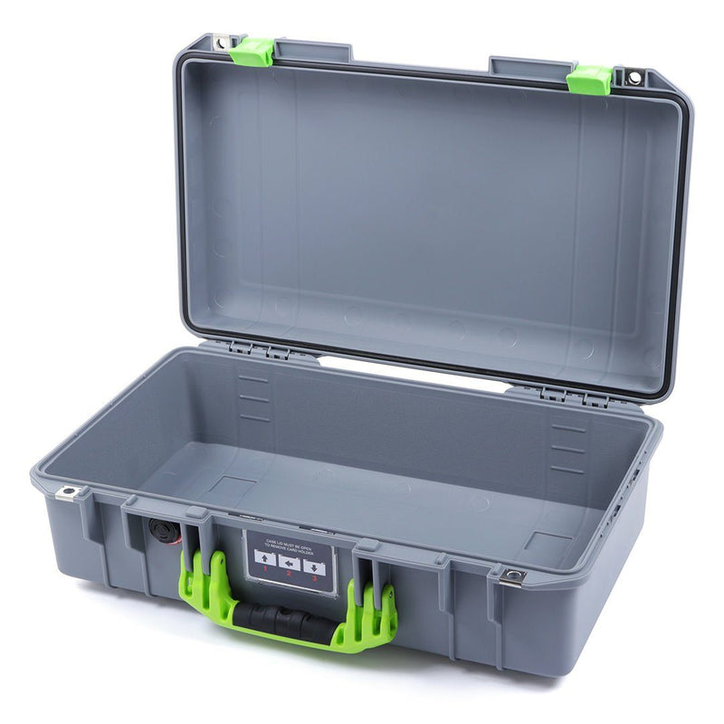 Pelican 1525 Air Case, Silver with Lime Green Handle & Latches ColorCase 