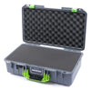Pelican 1525 Air Case, Silver with Lime Green Handle & Latches Pick & Pluck Foam with Convolute Lid Foam ColorCase 015250-0001-180-300