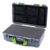 Pelican 1525 Air Case, Silver with Lime Green Handle & Latches Pick & Pluck Foam with Mesh Lid Organizer ColorCase 015250-0101-180-300