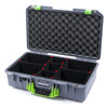 Pelican 1525 Air Case, Silver with Lime Green Handle & Latches TrekPak Divider System with Convolute Lid Foam ColorCase 015250-0020-180-300