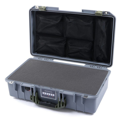 Pelican 1525 Air Case, Silver with OD Green Handle & Latches Pick & Pluck Foam with Mesh Lid Organizer ColorCase 015250-0101-180-130