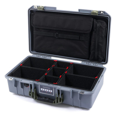 Pelican 1525 Air Case, Silver with OD Green Handle & Latches TrekPak Divider Sytem with Laptop Computer Pouch ColorCase 015250-0220-180-130