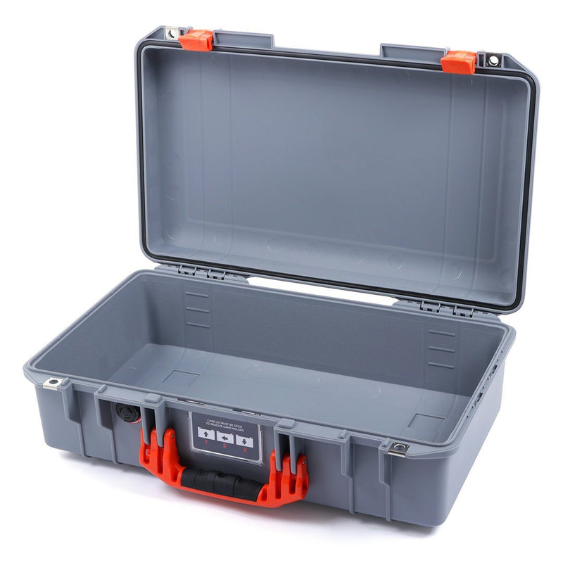 Pelican 1525 Air Case, Silver with Orange Handle & Latches ColorCase 