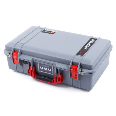 Pelican 1525 Air Case, Silver with Red Handle & Latches ColorCase