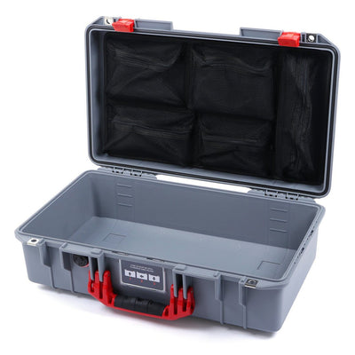 Pelican 1525 Air Case, Silver with Red Handle & Latches Mesh Lid Organizer Only ColorCase 015250-0100-180-320