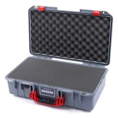 Pelican 1525 Air Case, Silver with Red Handle & Latches Pick & Pluck Foam with Convolute Lid Foam ColorCase 015250-0001-180-320