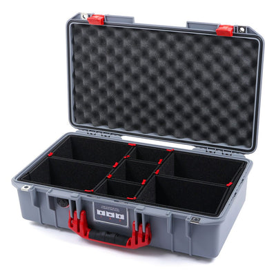 Pelican 1525 Air Case, Silver with Red Handle & Latches TrekPak Divider System with Convolute Lid Foam ColorCase 015250-0020-180-320