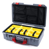 Pelican 1525 Air Case, Silver with Red Handle & Latches Yellow Padded Microfiber Dividers with Mesh Lid Organizer ColorCase 015250-0110-180-320