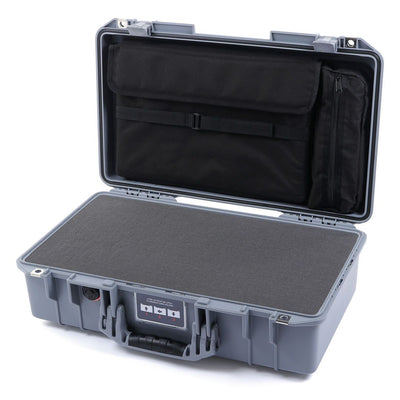 Pelican 1525 Air Case, Silver Pick & Pluck Foam with Laptop Computer Pouch ColorCase 015250-0201-180-180