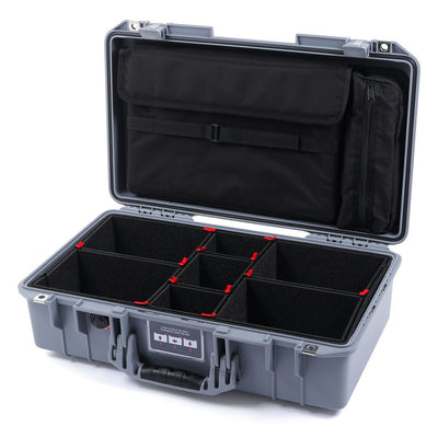 Pelican 1525 Air Case, Silver TrekPak Divider Sytem with Laptop Computer Pouch ColorCase 015250-0220-180-180