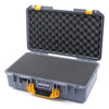Pelican 1525 Air Case, Silver with Yellow Handle & Latches Pick & Pluck Foam with Convolute Lid Foam ColorCase 015250-0001-180-240