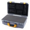 Pelican 1525 Air Case, Silver with Yellow Handle & Latches Pick & Pluck Foam with Mesh Lid Organizer ColorCase 015250-0101-180-240