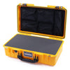 Pelican 1525 Air Case, Yellow with Black Handle & Latches Pick & Pluck Foam with Mesh Lid Organizer ColorCase 015250-0101-240-110