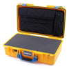 Pelican 1525 Air Case, Yellow with Blue Handle & Latches Pick & Pluck Foam with Laptop Computer Pouch ColorCase 015250-0201-240-120
