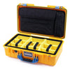 Pelican 1525 Air Case, Yellow with Blue Handle & Latches Yellow Padded Microfiber Dividers with Laptop Computer Pouch ColorCase 015250-0210-240-120