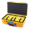 Pelican 1525 Air Case, Yellow with Blue Handle & Latches Yellow Padded Microfiber Dividers with Convolute Lid Foam ColorCase 015250-0010-240-120