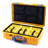 Pelican 1525 Air Case, Yellow with Blue Handle & Latches Yellow Padded Microfiber Dividers with Mesh Lid Organizer ColorCase 015250-0110-240-120