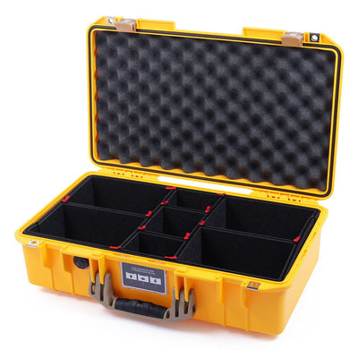 Pelican 1525 Air Case, Yellow with Desert Tan Handle & Latches TrekPak Divider System with Convolute Lid Foam ColorCase 015250-0020-240-310
