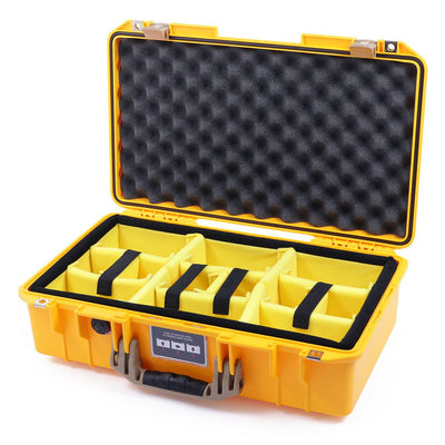Pelican 1525 Air Case, Yellow with Desert Tan Handle & Latches Yellow Padded Microfiber Dividers with Convolute Lid Foam ColorCase 015250-0010-240-310
