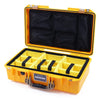 Pelican 1525 Air Case, Yellow with Desert Tan Handle & Latches Yellow Padded Microfiber Dividers with Mesh Lid Organizer ColorCase 015250-0110-240-310