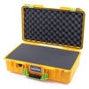 Pelican 1525 Air Case, Yellow with Lime Green Handle & Latches Pick & Pluck Foam with Convolute Lid Foam ColorCase 015250-0001-240-300