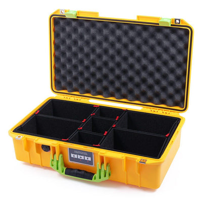 Pelican 1525 Air Case, Yellow with Lime Green Handle & Latches TrekPak Divider System with Convolute Lid Foam ColorCase 015250-0020-240-300