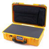 Pelican 1525 Air Case, Yellow with OD Green Handle & Latches Pick & Pluck Foam with Laptop Computer Pouch ColorCase 015250-0201-240-130