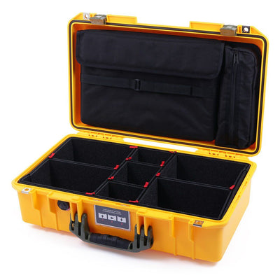 Pelican 1525 Air Case, Yellow with OD Green Handle & Latches TrekPak Divider Sytem with Laptop Computer Pouch ColorCase 015250-0220-240-130