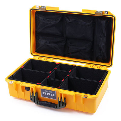 Pelican 1525 Air Case, Yellow with OD Green Handle & Latches TrekPak Divider System with Mesh Lid Organizer ColorCase 015250-0120-240-130