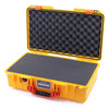 Pelican 1525 Air Case, Yellow with Orange Handle & Latches Pick & Pluck Foam with Convolute Lid Foam ColorCase 015250-0001-240-150