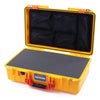 Pelican 1525 Air Case, Yellow with Orange Handle & Latches Pick & Pluck Foam with Mesh Lid Organizer ColorCase 015250-0101-240-150