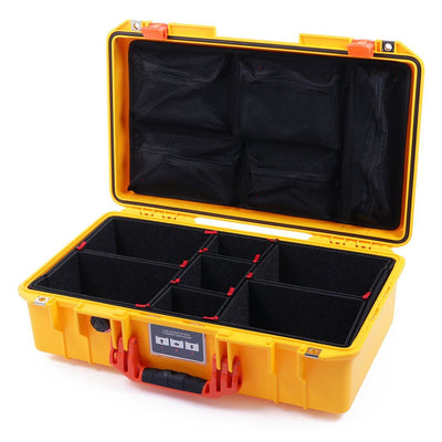 Pelican 1525 Air Case, Yellow with Orange Handle & Latches TrekPak Divider System with Mesh Lid Organizer ColorCase 015250-0120-240-150