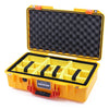 Pelican 1525 Air Case, Yellow with Orange Handle & Latches Yellow Padded Microfiber Dividers with Convolute Lid Foam ColorCase 015250-0010-240-150