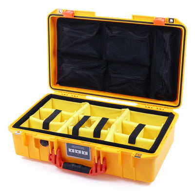 Pelican 1525 Air Case, Yellow with Orange Handle & Latches Yellow Padded Microfiber Dividers with Mesh Lid Organizer ColorCase 015250-0110-240-150