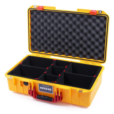 Pelican 1525 Air Case, Yellow with Red Handle & Latches TrekPak Divider System with Convolute Lid Foam ColorCase 015250-0020-240-320