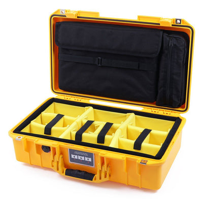 Pelican 1525 Air Case, Yellow Yellow Padded Microfiber Dividers with Laptop Computer Pouch ColorCase 015250-0210-240-240