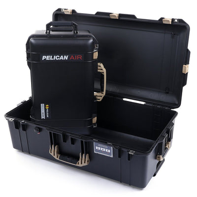 Pelican 1535 & 1615 Air Case Bundle, Black with Desert Tan Handles & Latches ColorCase