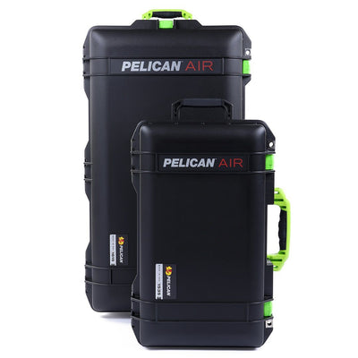 Pelican 1535 & 1615 Air Case Bundle, Black with Lime Green Handles & Latches ColorCase