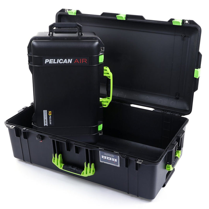 Pelican 1535 & 1615 Air Case Bundle, Black with Lime Green Handles & Latches ColorCase 