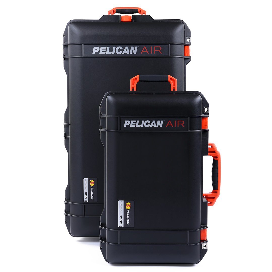 Pelican 1535 &amp; 1615 Air Case Bundle, Black with Orange Handles &amp; Latches ColorCase 