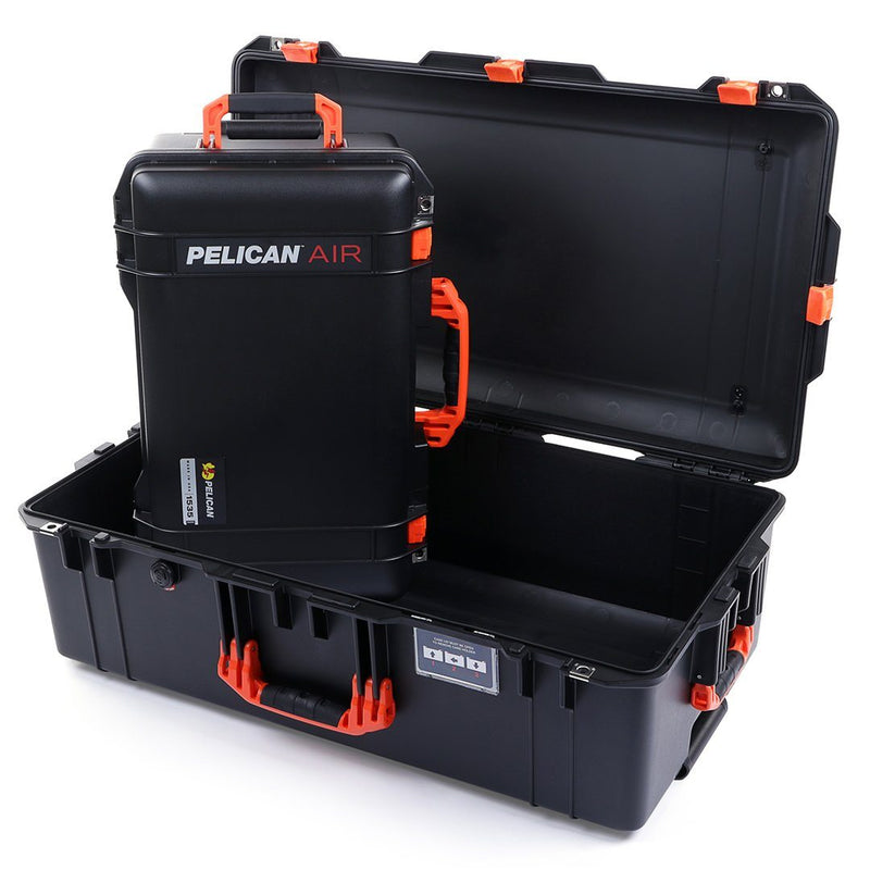 Pelican 1535 & 1615 Air Case Bundle, Black with Orange Handles & Latches ColorCase 