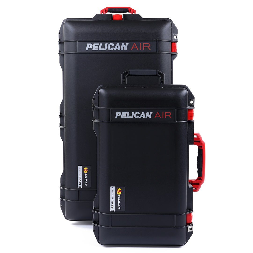Pelican 1535 &amp; 1615 Air Case Bundle, Black with Red Handles &amp; Latches ColorCase 