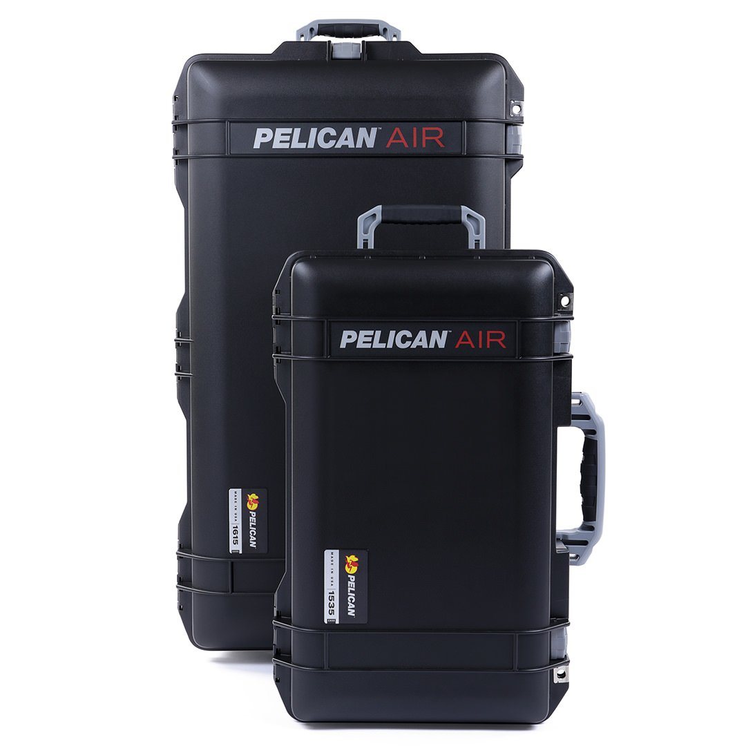 Pelican 1535 & 1615 Air Case Bundle, Black with Silver Handles & Latches ColorCase 