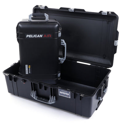 Pelican 1535 & 1615 Air Case Bundle, Black with Silver Handles & Latches ColorCase